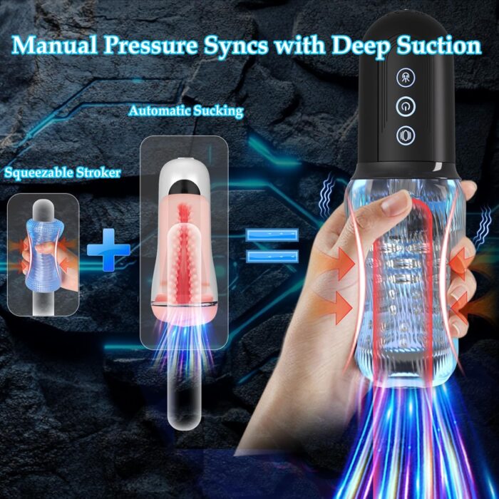 Male Masturbator Adult Sex Toys for Men - Squeezable Ultra-Soft Sleeve Automatic Sucking Vibrating Sex Machine Penis Pump Vibrator Stroker, YUKZEN Mens Sucker Sex Toy Pocket Pussy for Men - Image 2