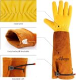 Long Gardening Gloves for Women & Men, Rose Pruning Gloves Thorn Proof, Adjustable Cuff, Breathable Leather Cowhide Garden Gloves, Garden Tools for Gardener,Yard Work, Cactus,Rose, Blackberry(Small) - Image 5