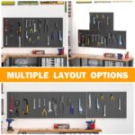 Metal Pegboard Panels 16×12 Inch, Wall-Mounted Tool Organizer Boards, Modular Pegboards for Garage, Workshop, Kitchen, Workbench, or Storage Room (3 PCS, Black) - Image 6
