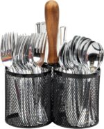 Mind Reader Utensil Holder, Silverware Organizer, Caddy, Cutlery Holder, Kitchen, Metal Mesh, 7.5"L x 7.5"W x 9.75"H, Black