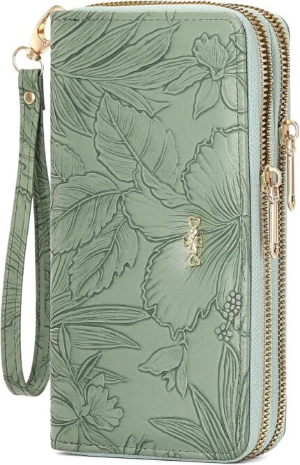 Wallet for Women Clutch Double Zip Around Credit Card Holder Leather Women’s Wallet Large Capacity