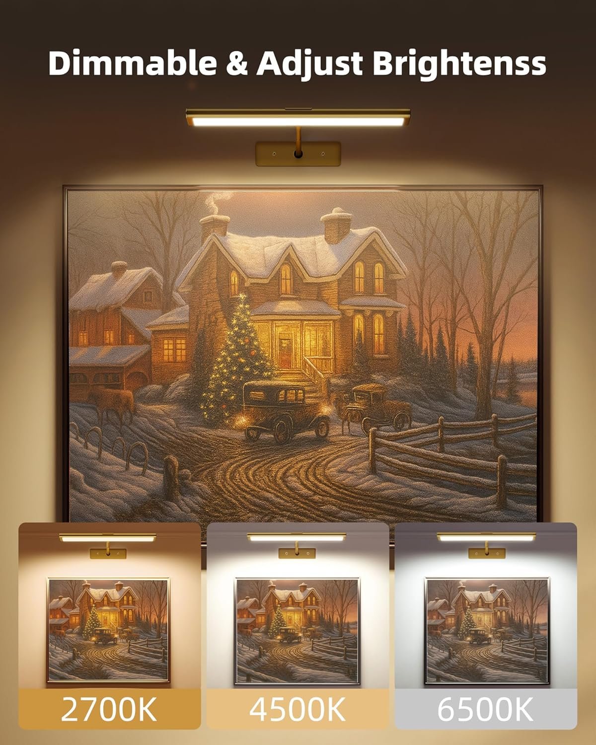 EZVALO Picture Light for Wall, 16” Rechargeable 4800mAh Battery Lights Wireless Remote, Dimmable Magnetic LED Art Painting Light with 3 Color Temperatures, Display for Gallery, Living Room, Hallway