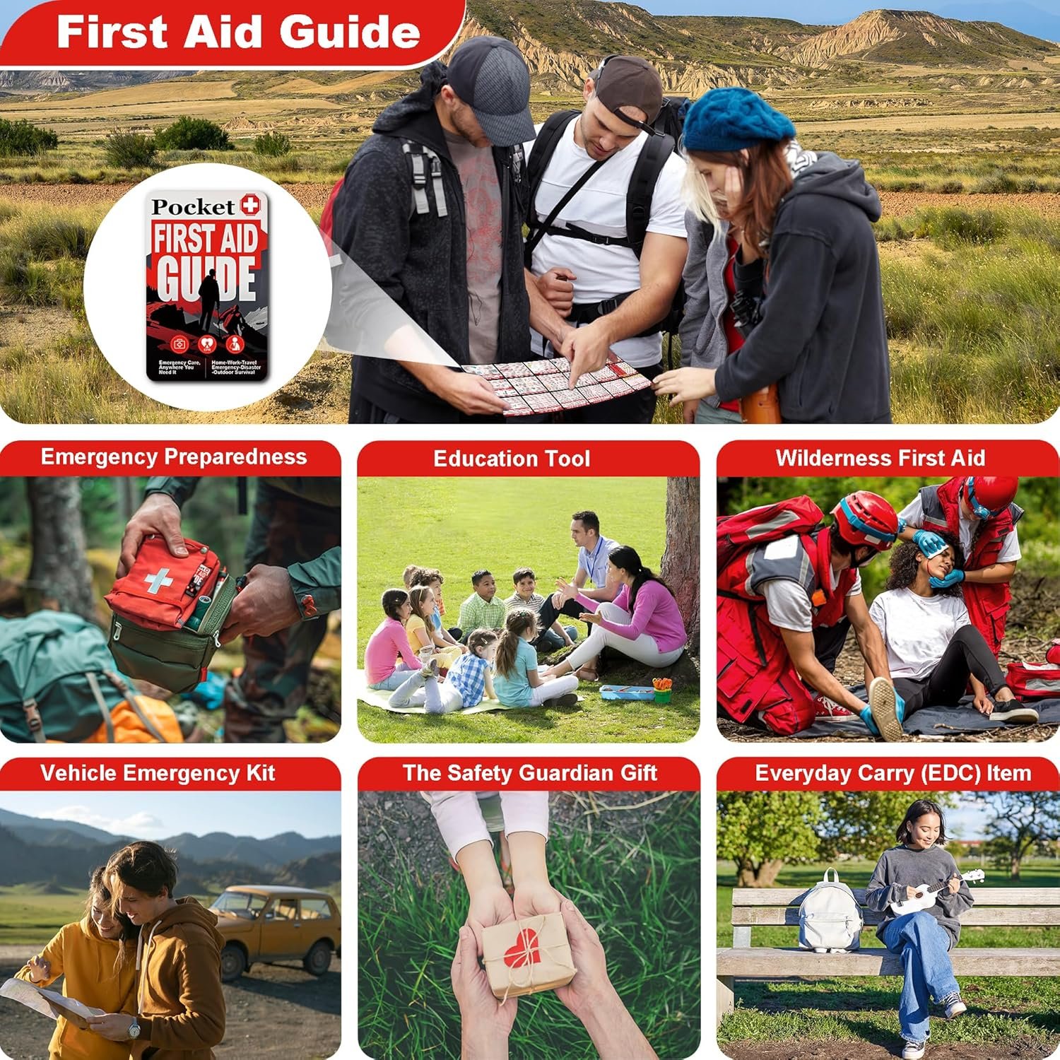 Tiny Pocket First Aid Guide EDC Emergency First Aid Kit for Anywhere Fully Waterproof
