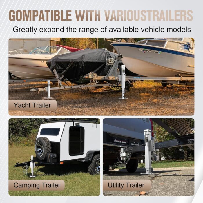 8000 lbs Trailer Jack, 30" Vertical Travel with Adjustable Drop Leg, Heavy Duty Swivel Bolt-on Trailer Jack for Utility, Yacht, and Camper Trailers - Image 6