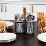 Mind Reader Utensil Holder, Silverware Organizer, Caddy, Cutlery Holder, Kitchen, Metal Mesh, 7.5"L x 7.5"W x 9.75"H, Black - Image 4