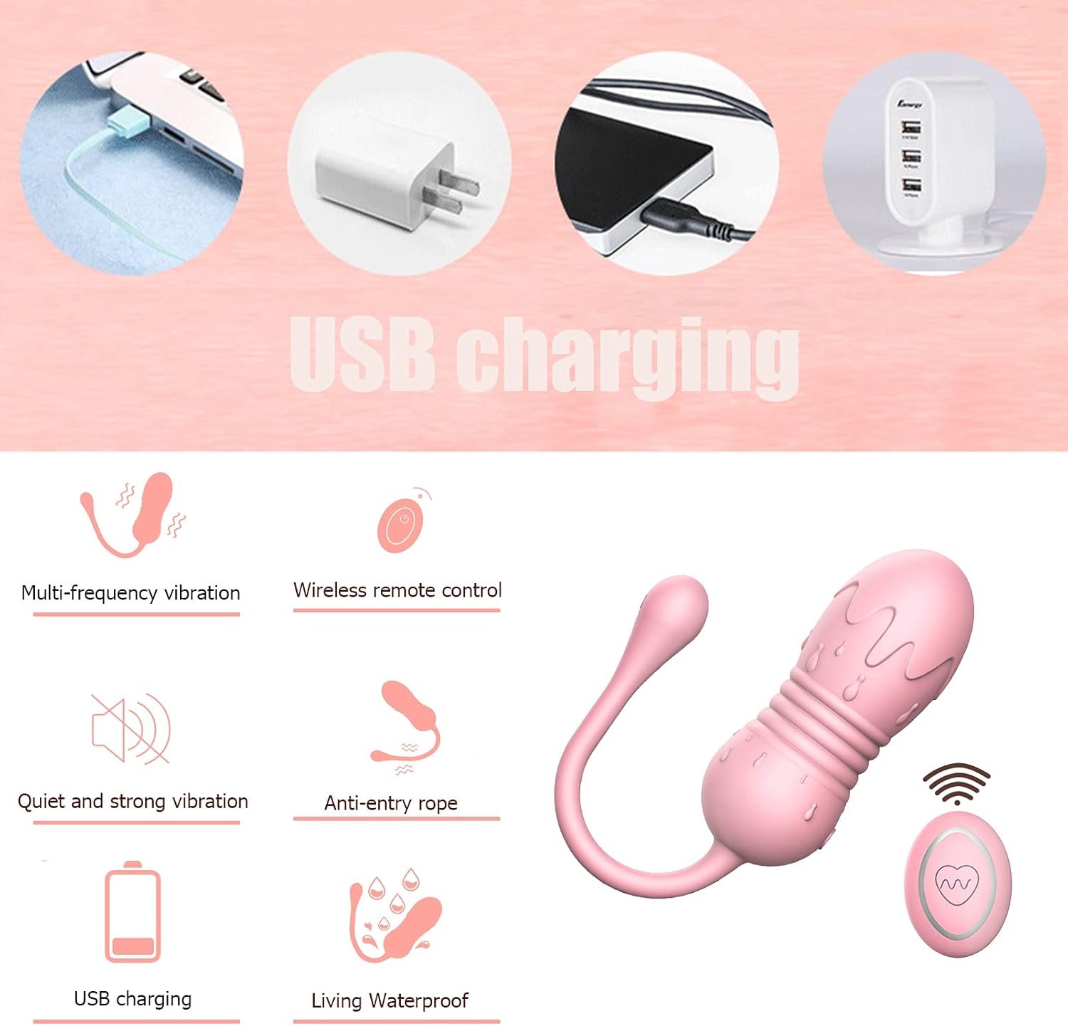 Adult Tools for Women Remote Long Distance Toy for Woman Pleasure Adult Toys USB Rechargeable 8 Modes Remote Control Mini Womens Toys Waterproof Gifts for Women Beach Soft Accessories Sensory Toys