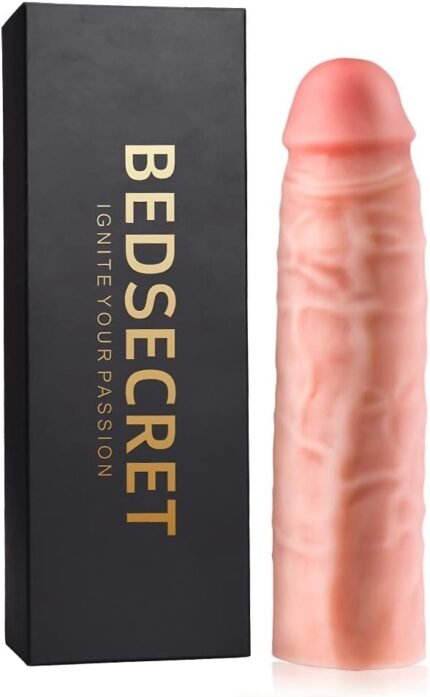 Reusable Penis Sleeve Extender Realistic Textured Cock Extender Body-Safe Stretchy Ultra-Soft Material Cock Enlarger Applicative for Men & Couple