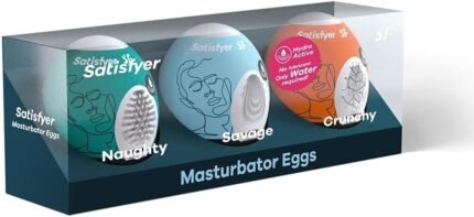 Satisfyer Masturbator Egg 3-Pack | Naughty | Savage | Crunchy | 3 Sensual Structures | Masturbator | Penis Stimulation | Extremely Stretchable | One- Time-Use