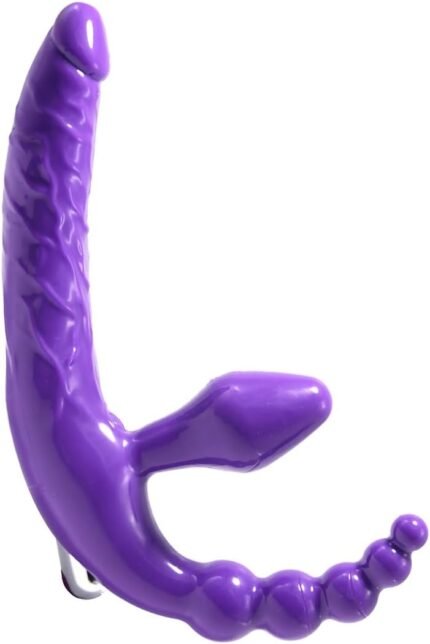 Double-Ended Strapless Strap-On Thrusting Vibrator Dildo – Thrusting Curved Dildo with Flexible Bulb – G-Spot & Clitoral Stimulation – Adult Female Sex Toy for Women & Lesbian Couples