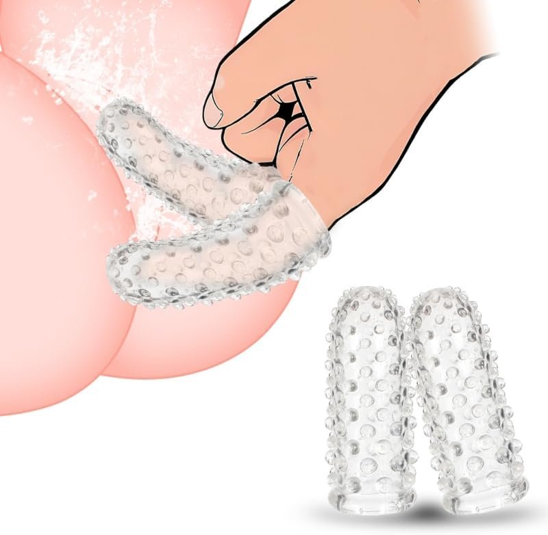 2pcs Finger Condoms Female Sex Toys, Finger Vibrator G-Spot Stimulator Anal Sex Toys, BDSM Sex Novelties Adult Sex Toys & Games, Her Pleasure Finger Condom for Lesbian Sex Toy