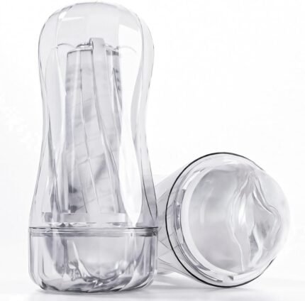 Male Masturbator Sex Toy for Men – Portable Transparent Manual Sucking Pocket Pussy Masturbation Cup with 7.5“ Depth Textured Vagina Blowjob Masturbating Stroker