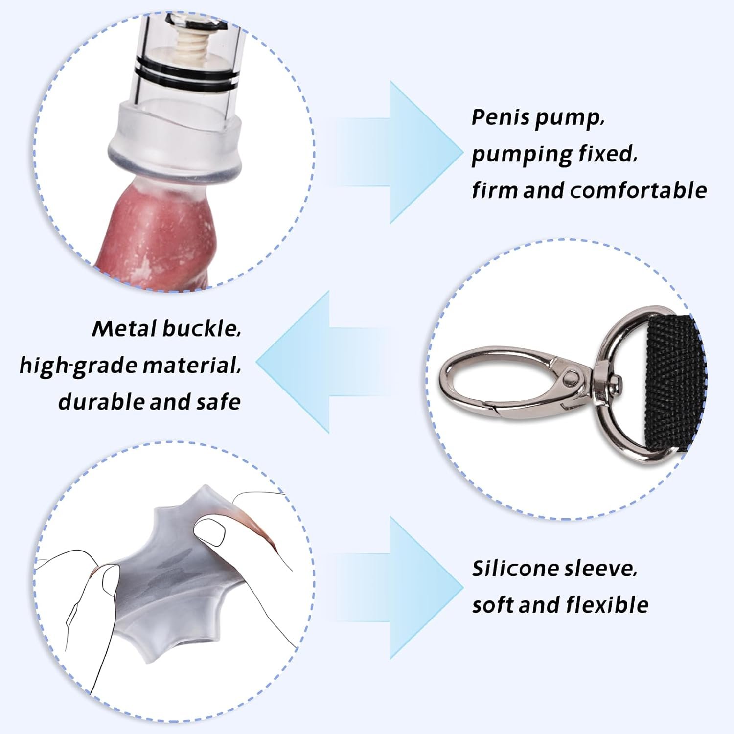 Penis Extender Stretcher Kit, ZYQDTB Penis Pump Adjustable Training Kit Adult Sex Toys for Men Dual-Wear Traction Device, Male Penis Enlarger Erection Exercise