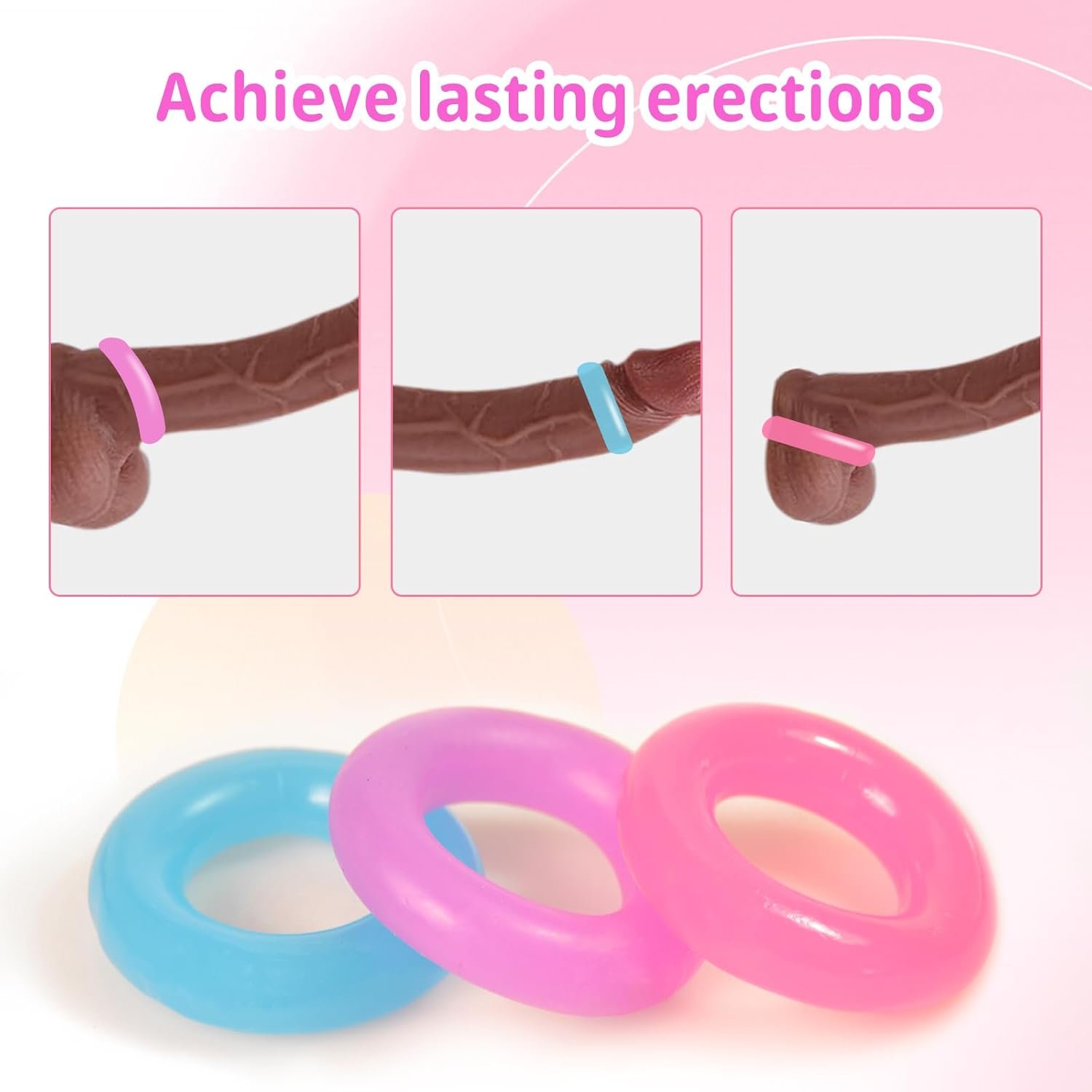 3 PCS Penis Rings for Men – Cock Ring Set for Erection Enhancement, Last Longer & Stay Hard – Adult Sex Toys for Men & Couples