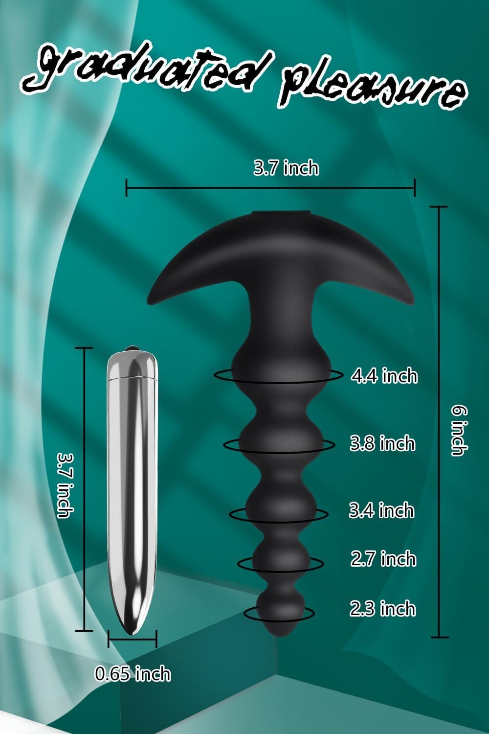 Vibrating Anal Beads Butt Plug – YOSPOSS Flexible Silicone 16 Vibration Modes Graduated Design Anal Sex Toy Waterproof Bullet Vibrator for Men, Women and Couples