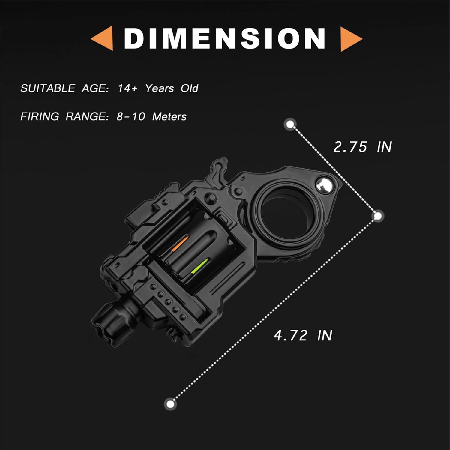 Metal Fidget Toys Adults Gun: Decompression EDC Fidget Spinner, Cool Stress Relief Spinner Ring for Finger, Best Steel Mini Toy Gift for Men (Black)