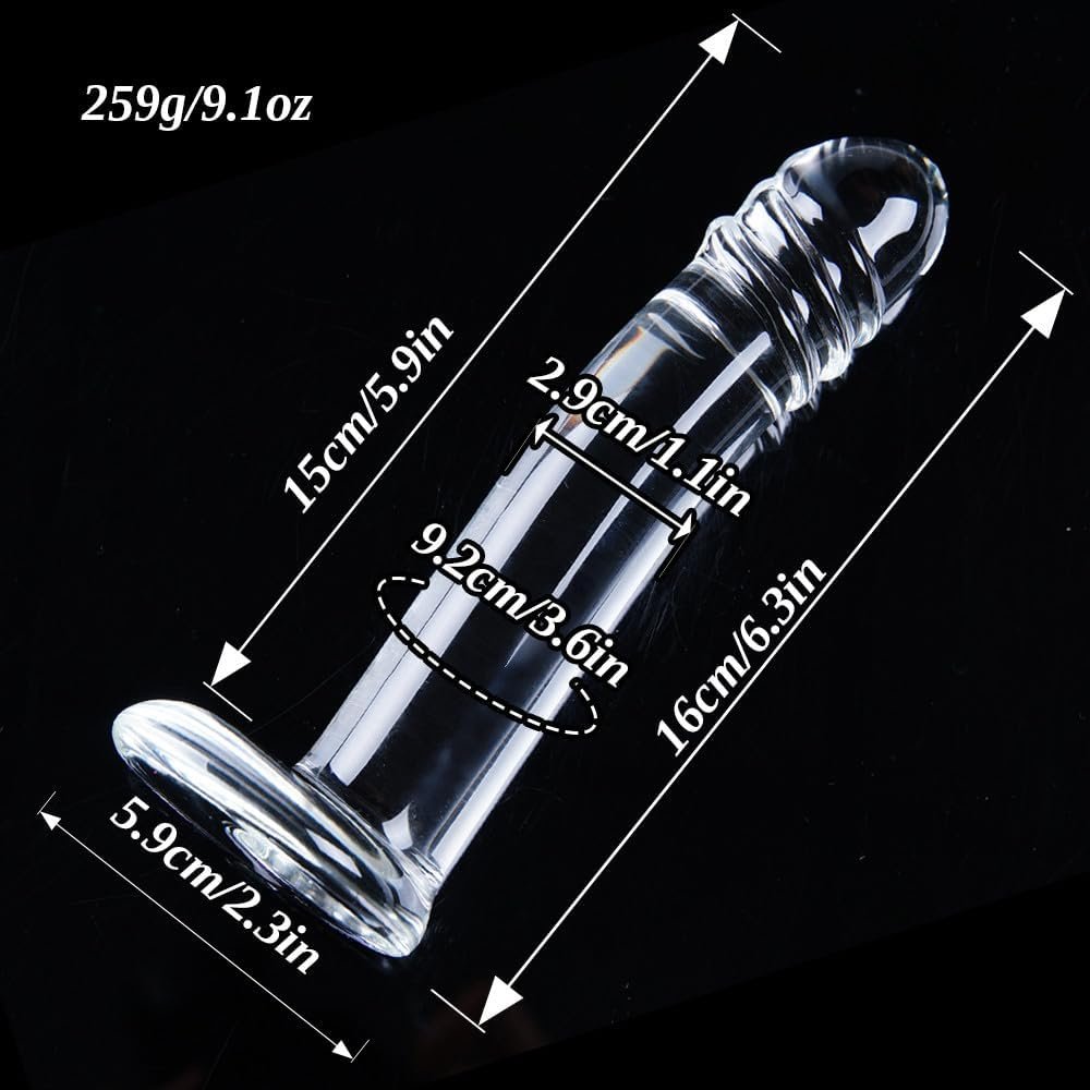 6.3 Inch Clear Realistic Glass Dildo, Small Beginner Dildo, Transparent Crystal Thin Cute Penis, Prostate Massager Slim Anal Plug for G-Spot Stimulation and Anal Training for Men and Women