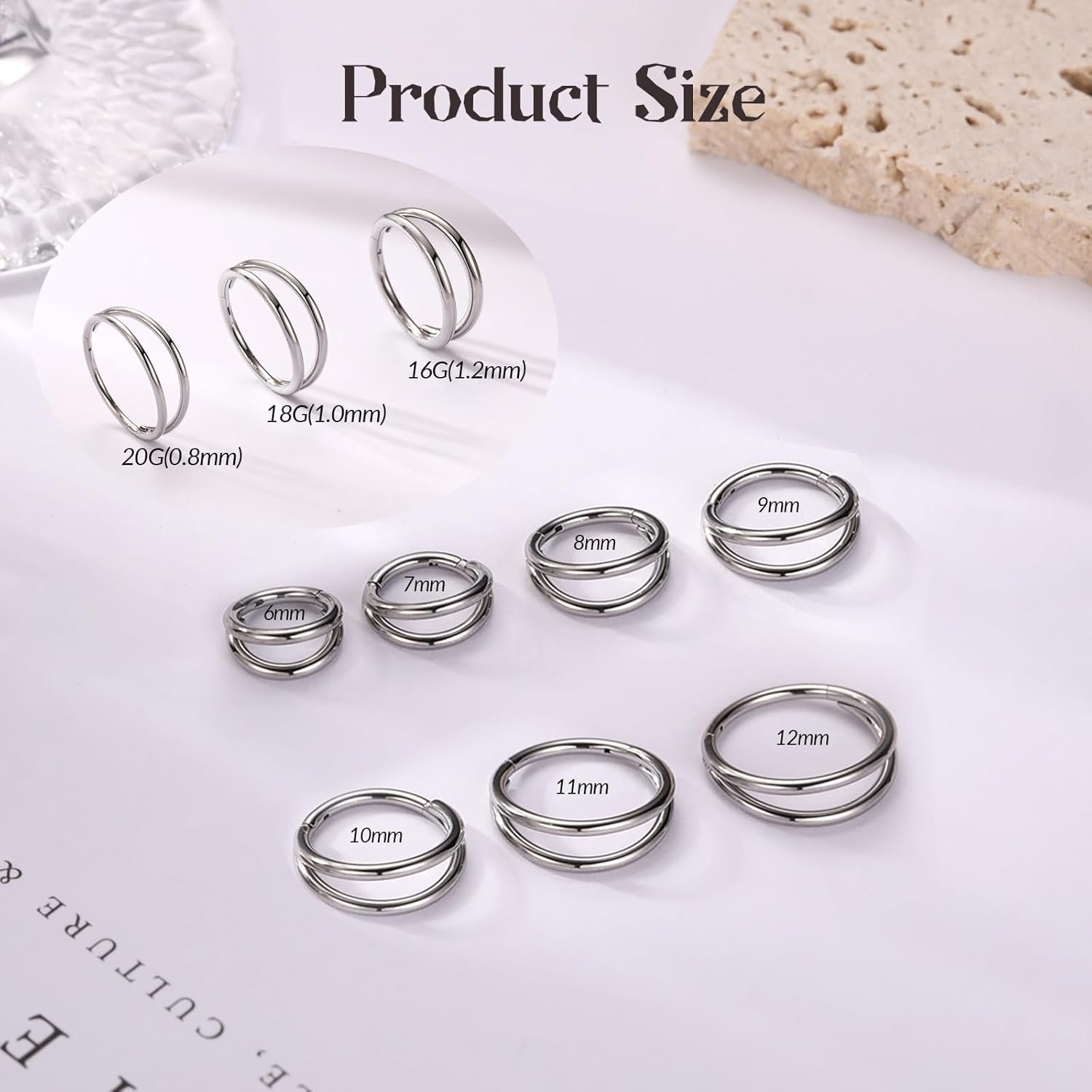 316L Surgical Steel Septum Clicker Ring Nose Ring Hoop Sleeper Hoop Earring Helix Rook Conch Cartilage Daith Tragus Earrings Lobe Nose Piercing Jewelry for Women