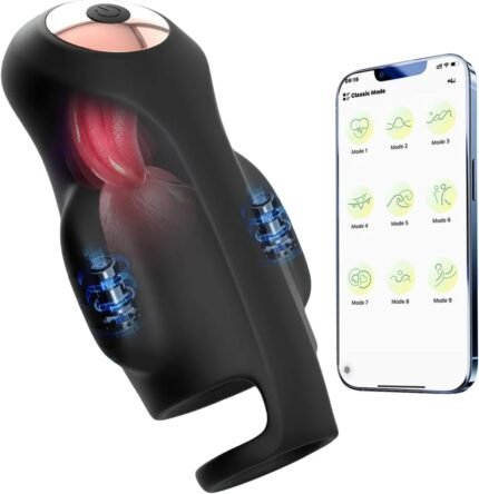 Male Blowjob BJ Sex Toys for Men – Mans Masturbator APP Remote Control Dick Vibrator with 9 Modes, Cock Stroker Penis Trainer Men Toys, Vibrating Sex Machine Adult Toy