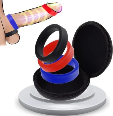 Silicone Penis Ring Male Sex Toys, 3 PCS Colorful Cock Ring Set for Erection Sex, Thicker Cockring Sleeve Cock and Ball Ring for Longer Harder Stronger Pleasure Adult Sex Toys for Men Couples