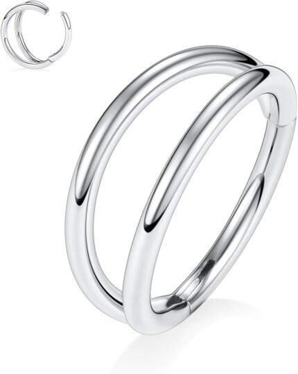 316L Surgical Steel Septum Clicker Ring Nose Ring Hoop Sleeper Hoop Earring Helix Rook Conch Cartilage Daith Tragus Earrings Lobe Nose Piercing Jewelry for Women