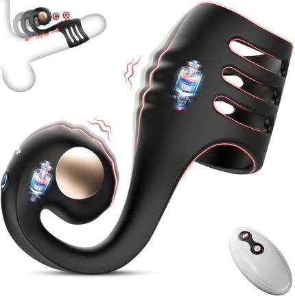 Penis Ring Vibrator for Couples – Vibrating Cock Ring Sleeve with Snail-Shaped Vibrator Male Sex Toys, 10 Modes Remote Control Penis Sleeve, Clit G-Spot Vibrators Men Adult Sex Toys & Games