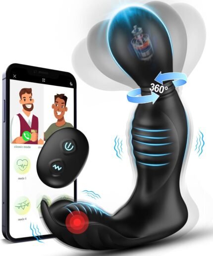 Prostate Massager Male Sex Toy – Anal Plug Vibrator Sex Toys for Men with 9 Rotations & 9 Vibrations, 360°Rotating Vibrating Butt Plug APP Remote Control Adult Sex Toys & Games for Men Couples