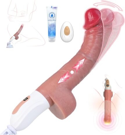 Thrusting Dildo Vibrator Sex Toys, 10″ Realistic Dildos Sex Machine with 9 Thrusting & Wiggle-Vibration for G Spot Vagina Anal Stimulator Sex Pleasure, Women Adult Sex Toys & Games Female Couples