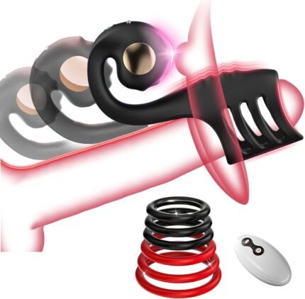 Male Snail Armor Vibrating Cock Ring Sex Toy for Men with 6 Pcs Silicone Rings Snail Shaped Couple Vibrator Dick Sleeve Women Cilitoal Men Penis Vibrators Sextoys