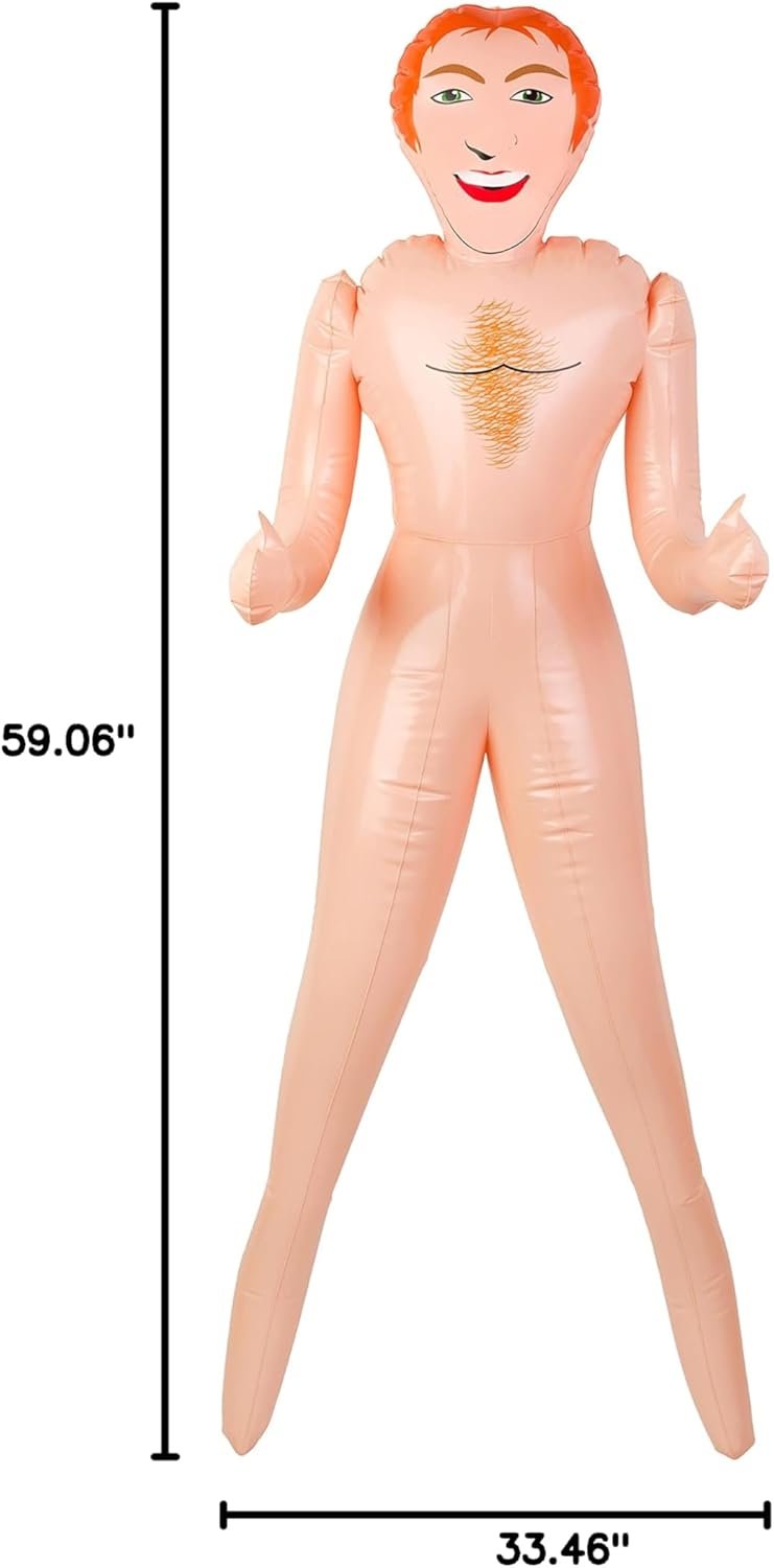 Ginger John Inflatable Blow-Up Doll – 150cm Redhead Hunk | Gag Gift & Prank Gift for Bachelorette Parties, Bridal Showers, Photo Booth Fun, Bachelor Party Accessory
