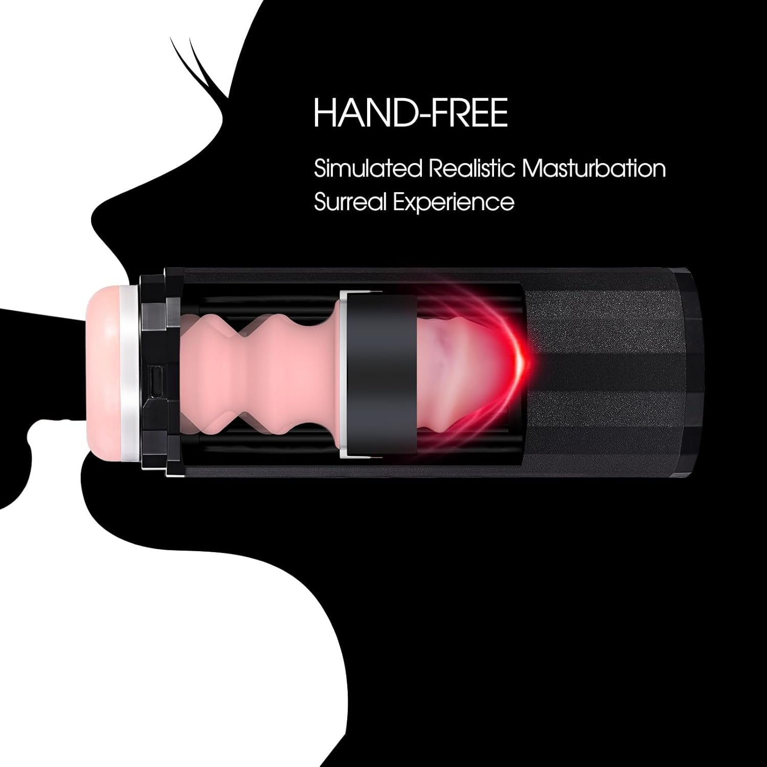 Automatic Male Masturbators Cup – Hands Free Visible Masturbator Cup Blowjob Machine with 10 Thrusting & 2 Realistic Sleeves & Wearable Strap Adult Sex Toys for Men Pleasure | 50db Quiet