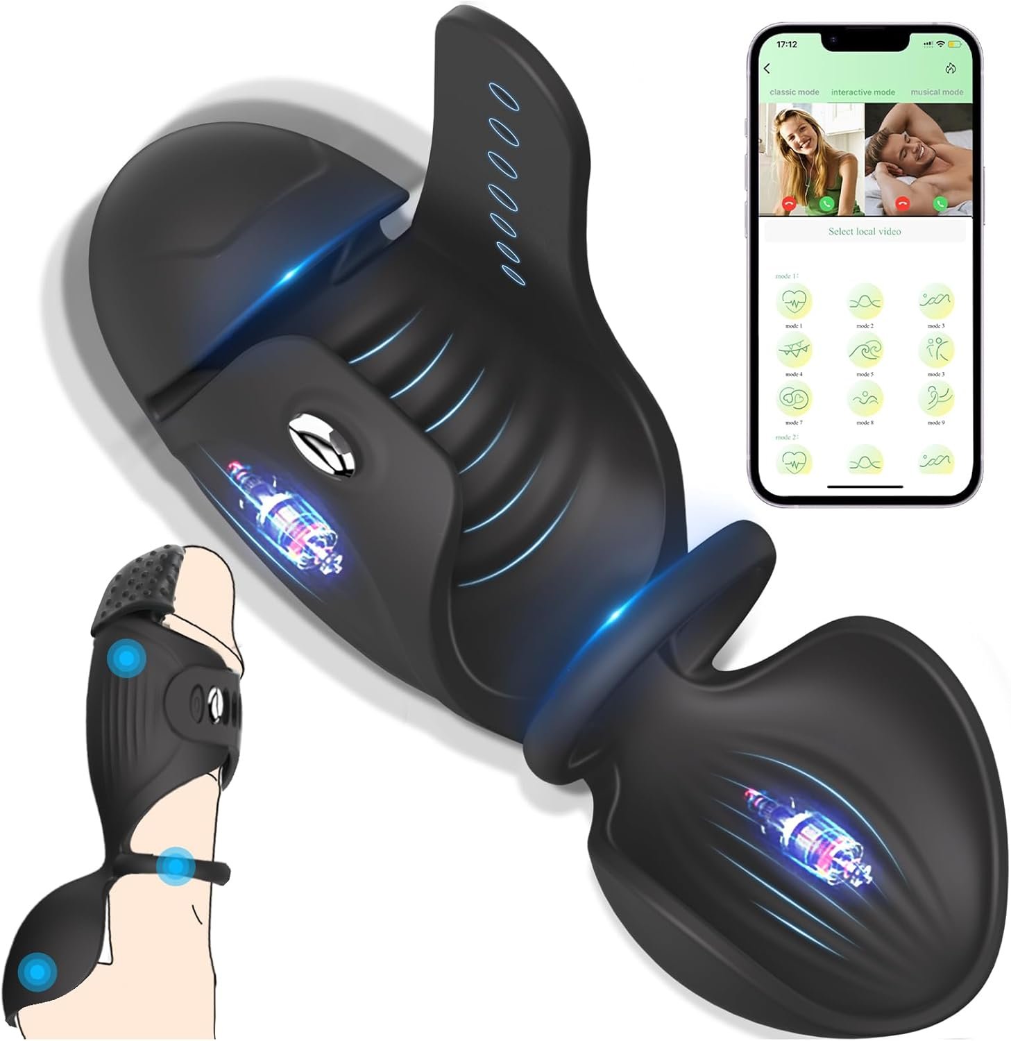 Adjustable Male Masturbator Penis Vibrator Trainer, Adult Sex Toys for Men,4 in 1 Vibrating APP Controlled Mens Sex Toy Stroker with Cock Ring,MHYNNR Hands Free Testicle Masturbators Vibrators for Men