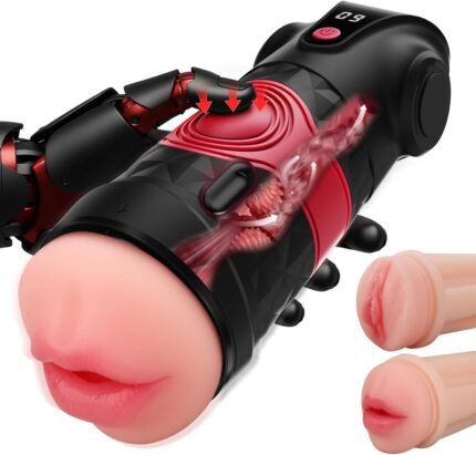Male Masturbator Sex Toys for Men, Penis Pumps & Enlargers with 2 Sleeves Pocket Pussy Squeezable Vibrating Masturbator with 9 Vibrating Modes, Adult Toys Male Stroker Blowjob