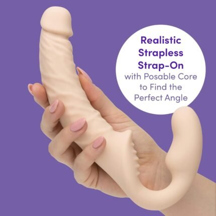 Lovehoney Lifelike Lover Luxe Strapless Strap On Dildo – Adjustable 9 Inch Realistic Dildo for Women – Smooth Soft to Touch Silicone – Adult Sex Toy – Waterproof – Flesh Pink