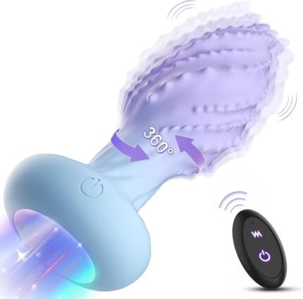 Anal Plug 360° Rotation Vibrating Butt Plug Anal Sex Toys, Adult Sex Toy with Light UP & 10 Vibrating, Remote Control Vibrator Monster Anal Toys Prostate Massager Sex Toy for Men Couples, Light Purple