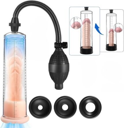 Penis Pump Sex Toys for Men Penis Extender Adult Sex Toys Vacuum Pump, Extend Cock Pump Male Masturbator, Manual Penis Enlarger Toys4mens with Cock Ring Stroker, Male Sex Machine Dick Enlarger