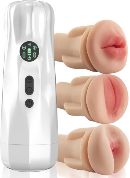 Automatic Male Masturbator, Three Removable Sleeves with 4 Powerful Sucking &9 Vibrating Modes,Male Masturbator Sex Toys for Men – 3 Sleeves Pocket Pussy Penis PUM