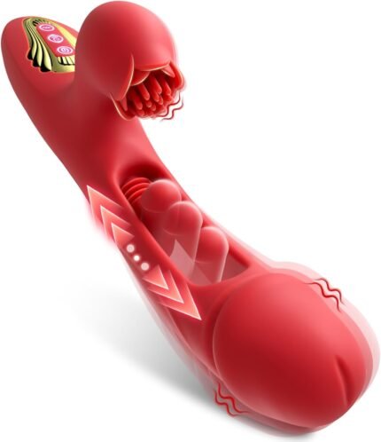 Thrusting Dildo Vibrator Adult Toys for Women – G Spot Dildos Clitoral Stimulator Rose Toy with 9 Internal Thrusting & Vibration Modes, Realistic Dildo Rabbit Vibrator Sex Toys for Female Pleasure