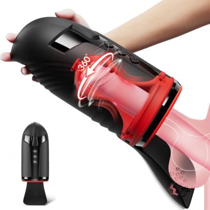 Male Masturbator Penis Training Vibrator, Male Sex Toys for Men Penis Pump with 3 Rotating & 5 Sucking & 10 Vibrating Modes for Blowjob Sex Machine Stroker, Testicle Stimulator, Pocket Pussy Adult Toy