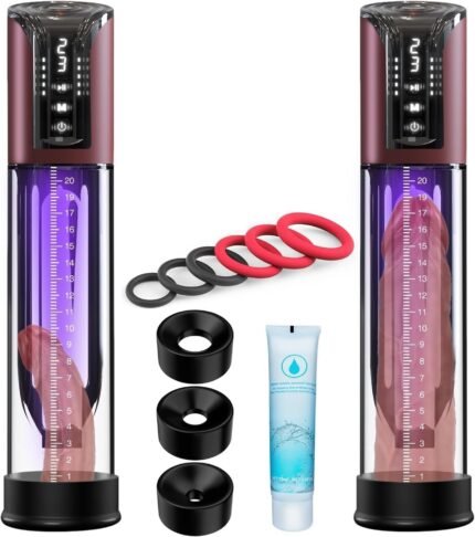 Penis Pump Male Sex Toys Electric Vacuum Pump with 4 Powerful Sucking and 6 Penis Ring, Adult Sex Toys for Men Dick Enlarger Erection