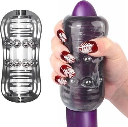Manual Male Masturbators with 12 Extruded Beads, Transparent Soft Sucking Extrusion Penis Sleeve Blowjob Portable Sex Toys for Men Vagina Textured Pocket Pussies Penis Stimulation Poin