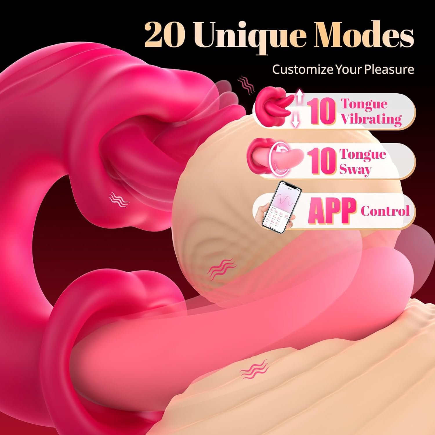Realistic Tongue Vibrator for Women-Omigao10 Licking and 10 Swing Vibrating Modes for Clit and G Spot Stimulator APP Remote Control Anal Nipple Vibrators Silicone Dildo Adult Sex Toy for Couple Games