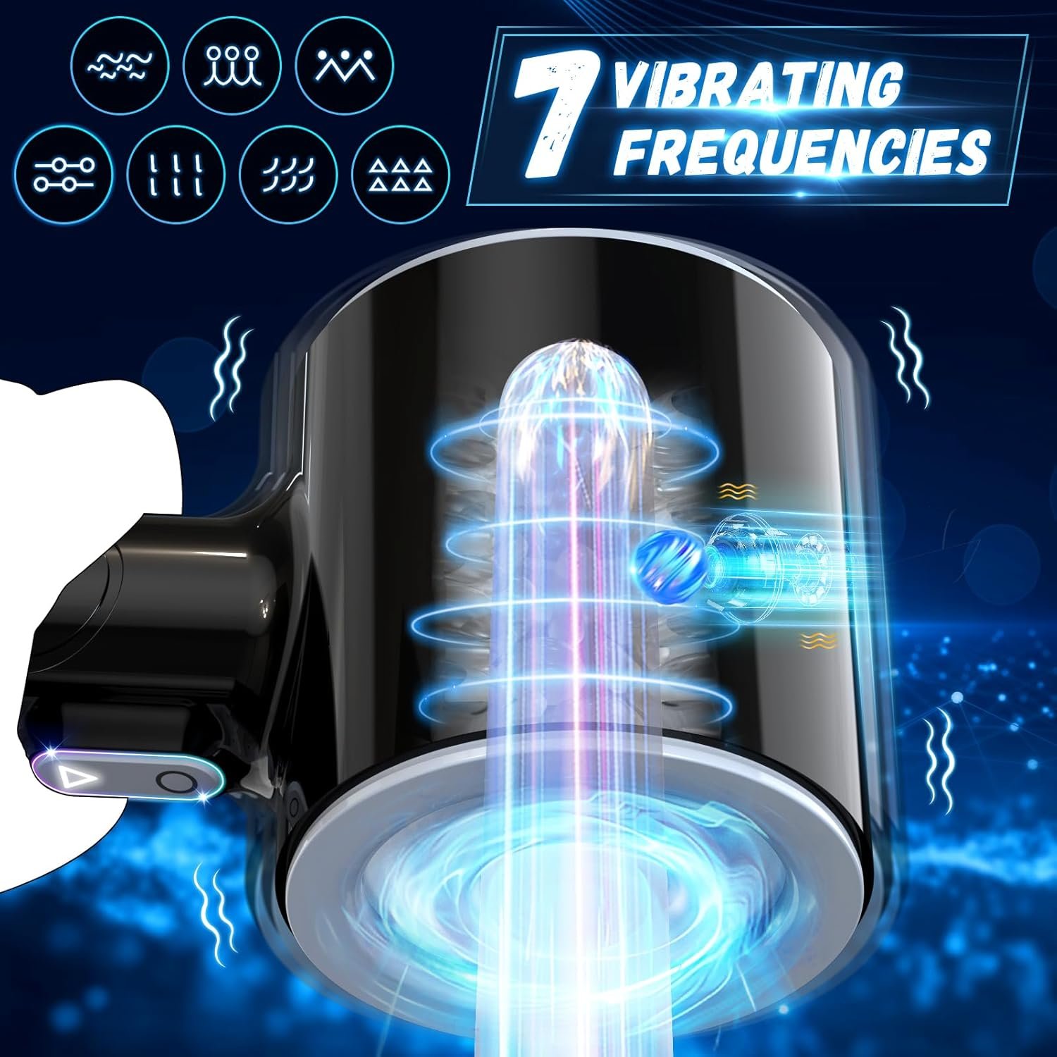 Automatic Male Masturbator Cup, 7 Thrusting & Vibrating Modes, Dual Open-Ended Design, Powerful Blowjob Stroker & Penis Massager, Premium Pocket Pussy Sex Toy for Men