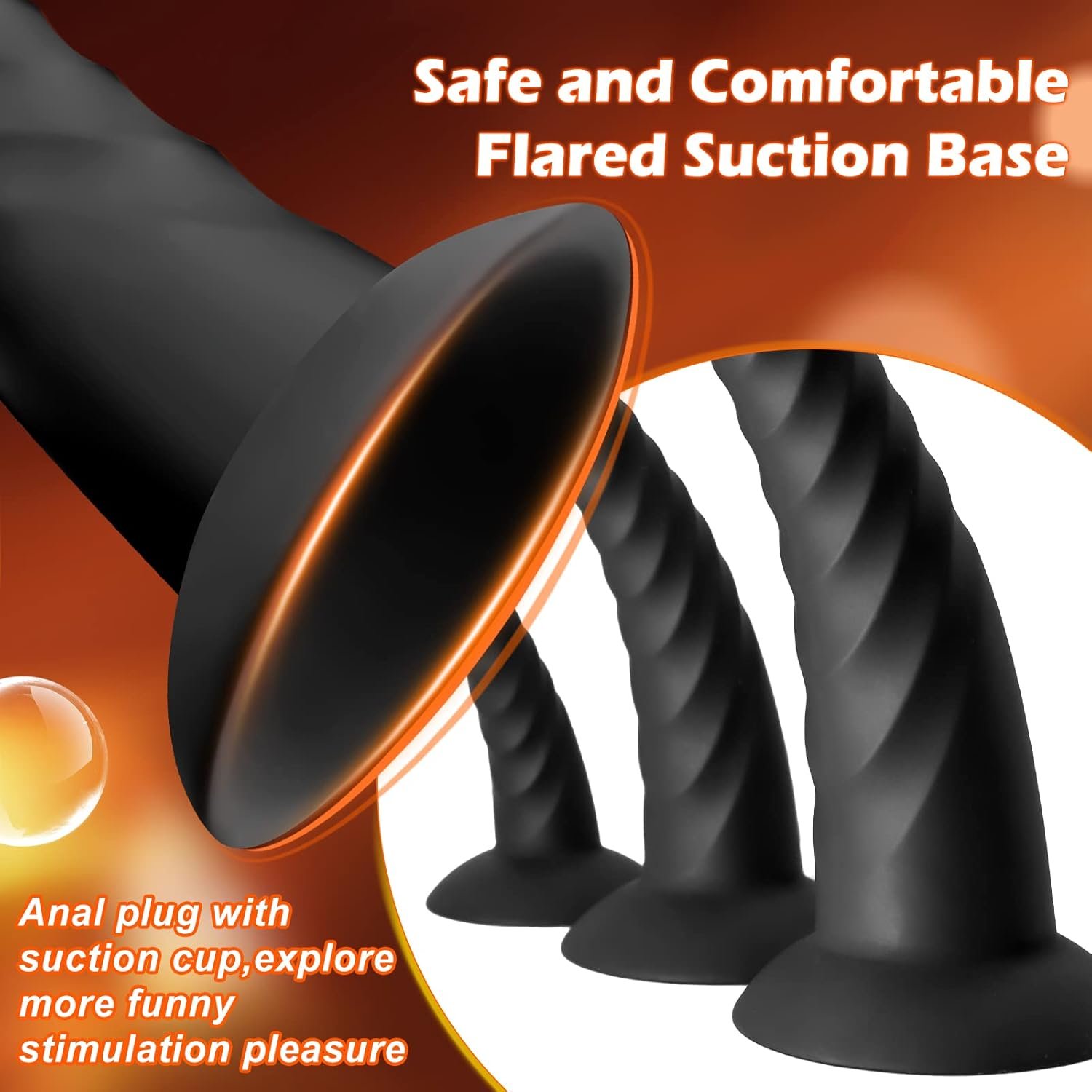 Anal Plug Pack of 3 Anal Toys, Silicone Adult Sex Anal Trainer Butt Plug for Beginners Advanced Players Anal Training Sets with Flared Suction Base Prostate Massager for Men, Women & Couple (Black)
