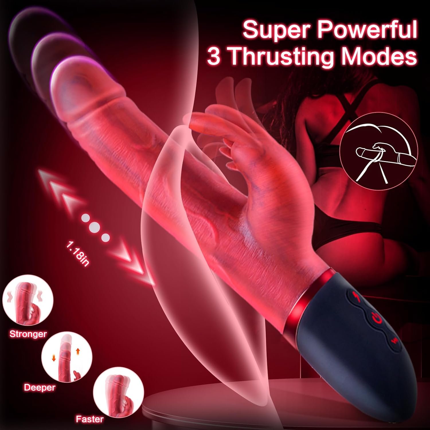 Rabbit Thrusting Vibrator Sex Toys for Women Couples – G Spot Vibrator Clitoral Stimulator Realistic Dildo – One Click Burst Sex Toys with 3 Swing Thrusting & 8 Vibrating Heating Function Waterproof