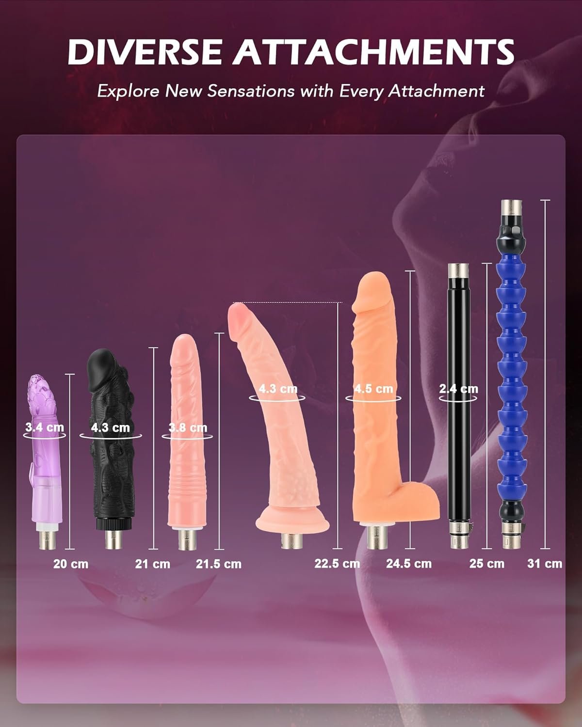 SENSUA Automatic Sex Machine, Thrusting Dildo Machine with 7 Attachments & Remote Control for Women Men Couples, Adult Sex Toys Machine for Vaginal Anal Massage Masturbation