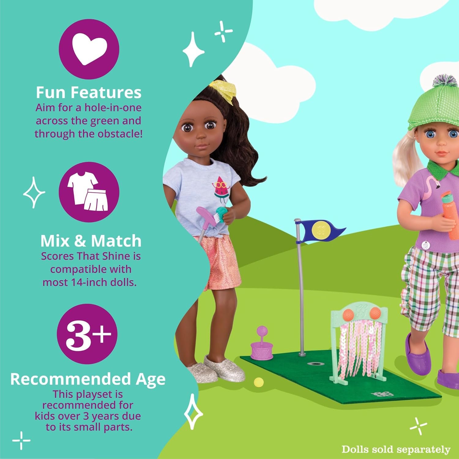Glitter Girls – Scores That Shine – Mini Golf Set for 14-inch Dolls – Toys, Clothes & Accessories for Girls 3-Year-Old & Up
