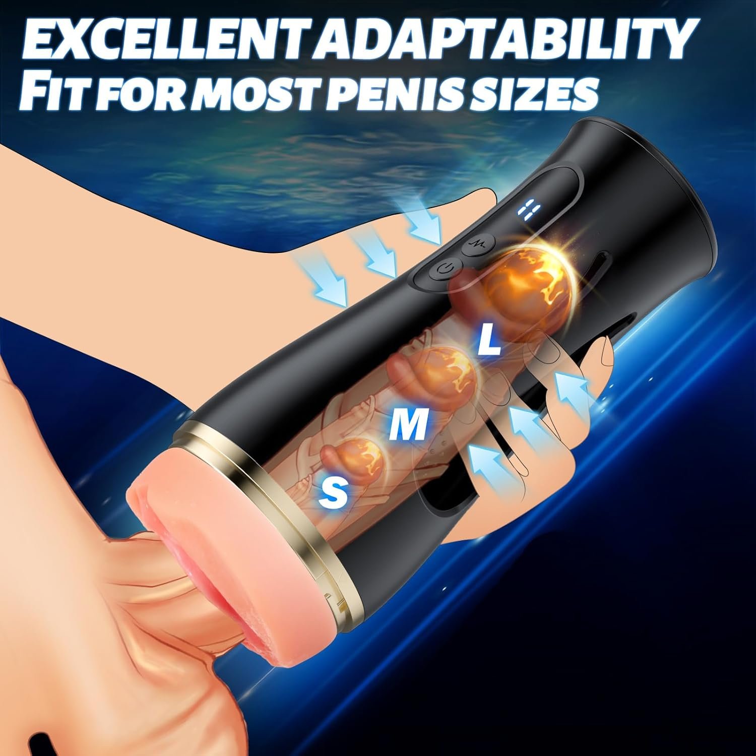 Vibrating Male Masturbator Sex Toys – 7.5″ Depth Squeezable App Control Male Vibrator Stroker with 12 Vibrations, Plump Fleshy Realistic Pocket Pussy Vagina Blowjob Adult Sex Toys for Men Masturbating