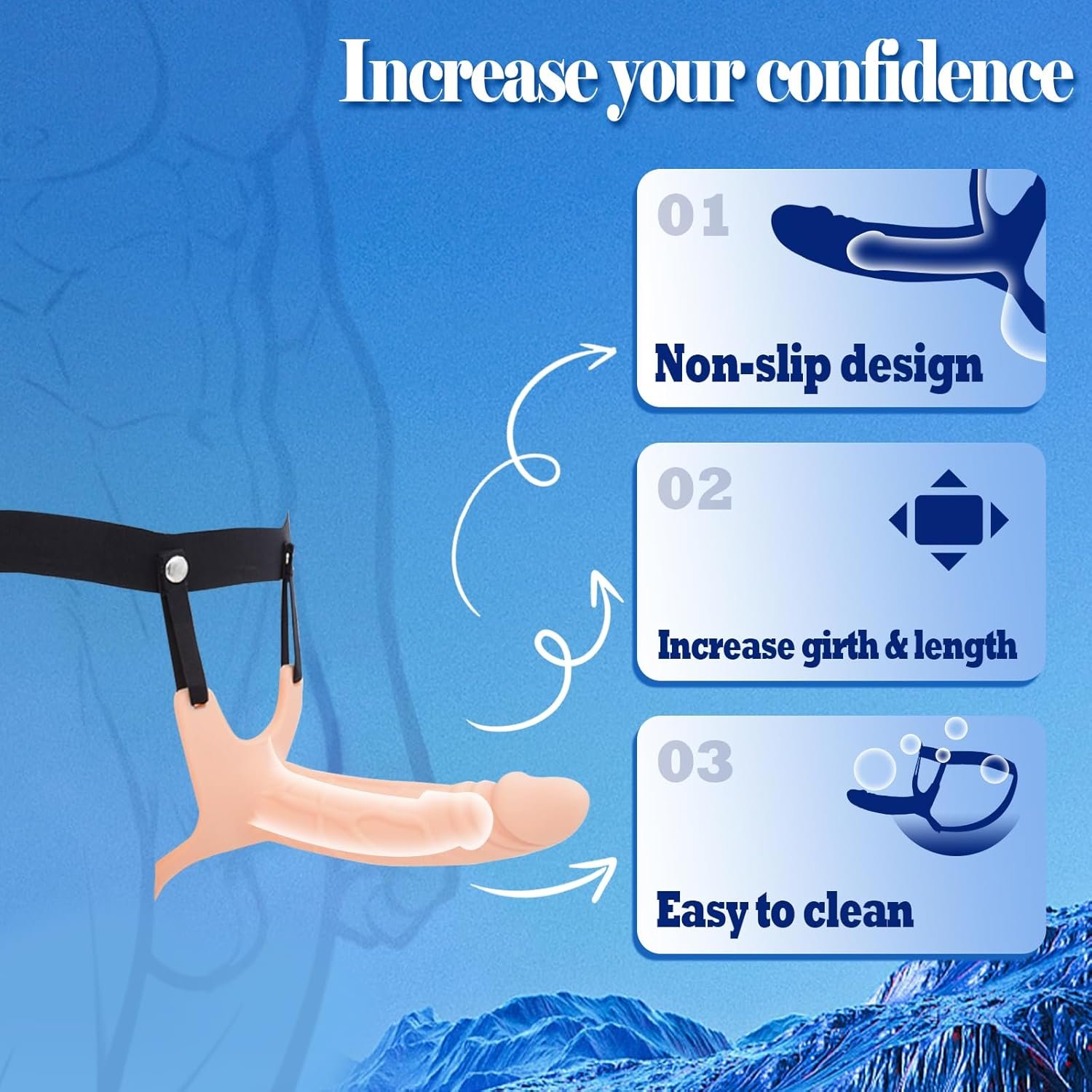 Hollow Strap On for Men Dildo Penis Sleeve Enlarge Prolong Strap On for Men Sex Harness, Consoladores para Hombres Adjustable Penis Extender Penis Cock Extension Strap On Dildo for Couples