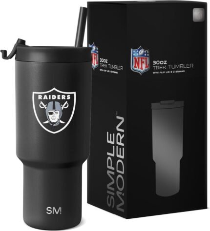 Simple Modern Officially Licensed NFL Oakland Raiders 30 oz Tumbler with Flip Lid and Straws | Insulated Cup Stainless Steel | Gifts for Men Women | Trek Collection | Oakland Raiders