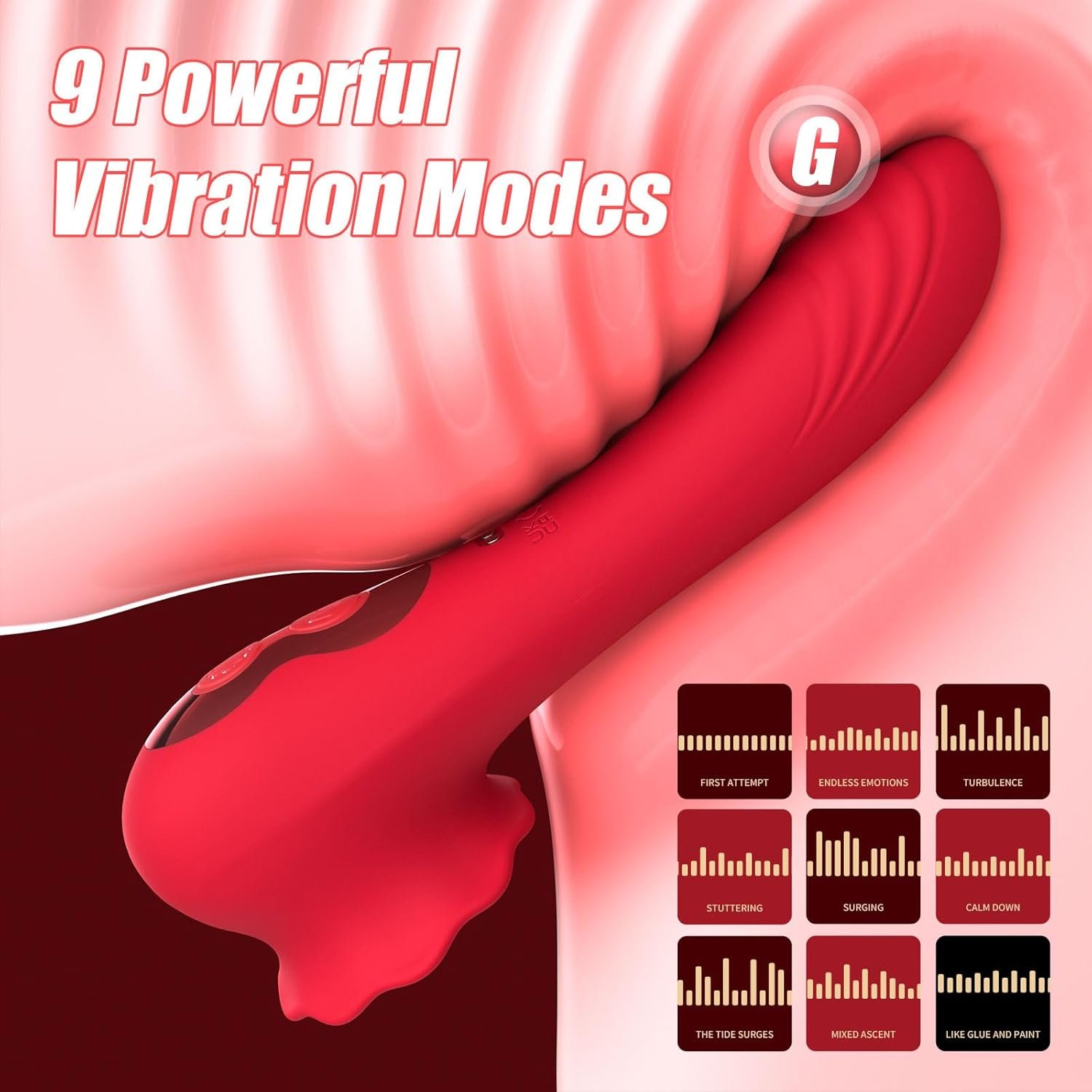 G Spot Vibrator Wand Sex Toys – Rose Sex Toys for Women, Nipple Clitoral Anal Stimulator Dildo with 9 Vibrating & Tapping Modes, Waterproof Wand Massager Adult Sex Toy for Female and Couples
